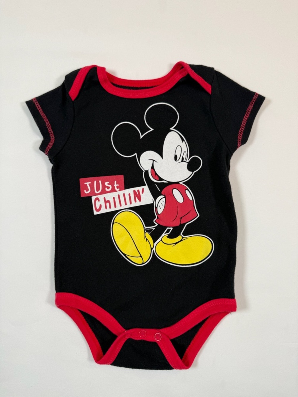 DISNEY‎ Baby Mickey Mouse Bodysuit Just Chillin Graphic Cute Cartoon 3-6M